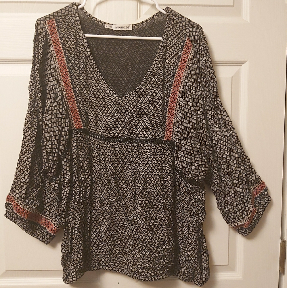 Top, Shirt, 3/4 Sleeves